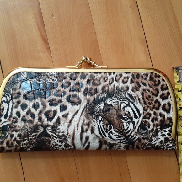 Porte monnaies imprimé animaux brun et doré - Picture 3 of 6